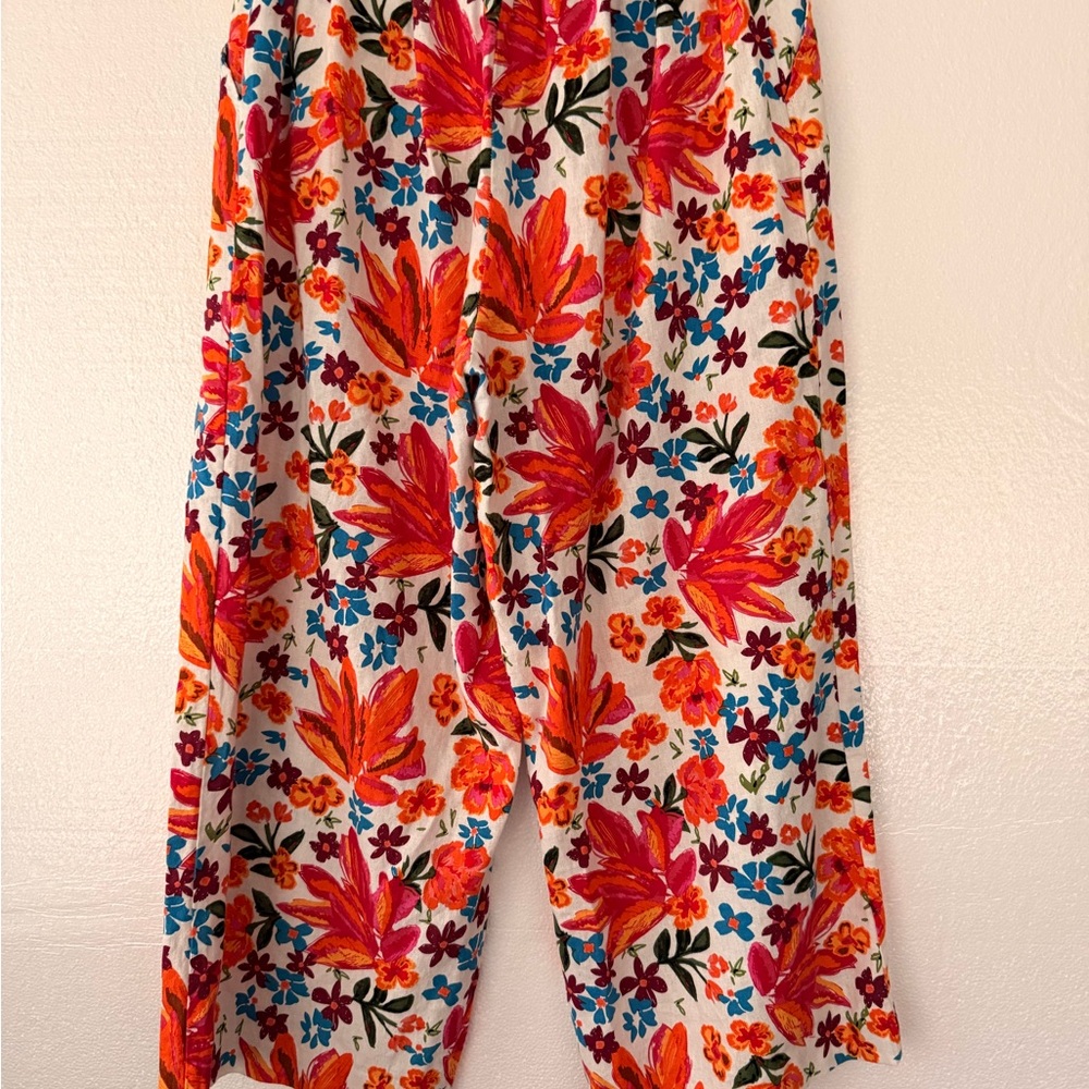 Joie Floral Wide Leg Pants Womens Size 10 Cropped Culottes Boho Resort
